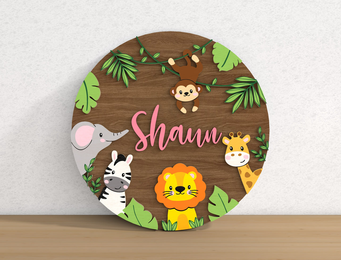 Personalized Safari Baby Name SVG File for xTool LightBurn