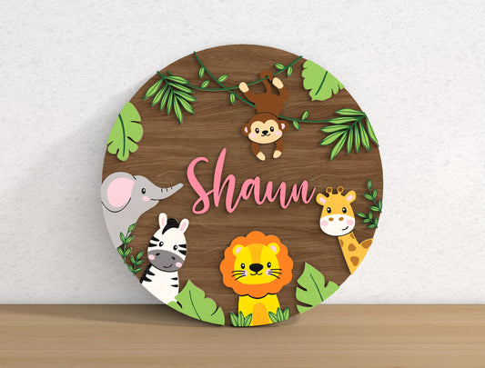 Personalized Safari Baby Name SVG File for xTool LightBurn