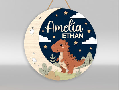 Dinosaur Nursery Door Sign SVG for LightBurn and xTool