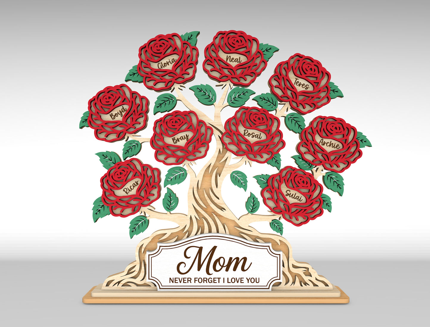 Personalized Rose Tree Custom Name Flower Sign SVG for xTool