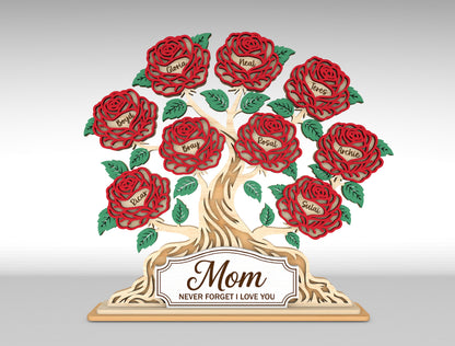 Personalized Rose Tree Custom Name Flower Sign SVG for xTool