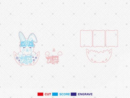 Easter Bunny Basket SVG Bundle Cute Floral 8 Designs for Glowforge and xTool