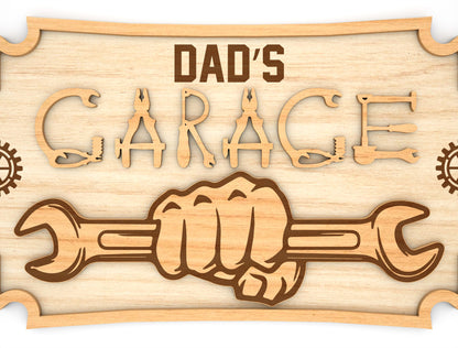 Dad Garage Workshop Sign SVG Bundle Laser Cut File for Glowforge and LightBurn