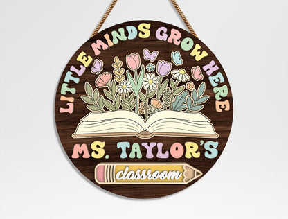 Personalized Teacher Floral Classroom Sign SVG Bundle Laser Cut File for xTool