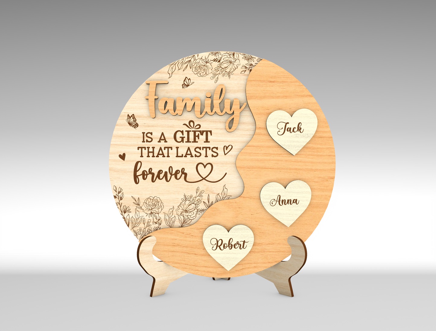 Custom Name Heart Balloon Family Sign SVG for Glowforge and xTool