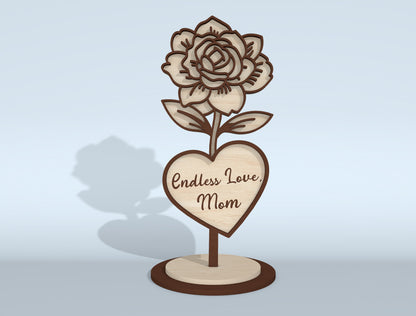Mother's Day Flower Heart Sign SVG Bundle 16 Designs for LightBurn
