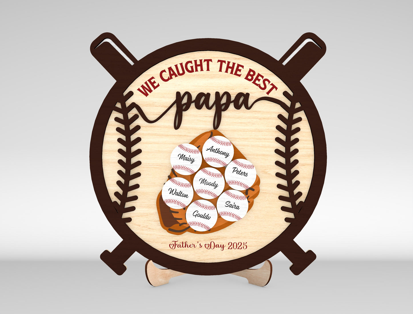 Personalized Baseball Dad Sign SVG Laser Cut File for Glowforge and xTool