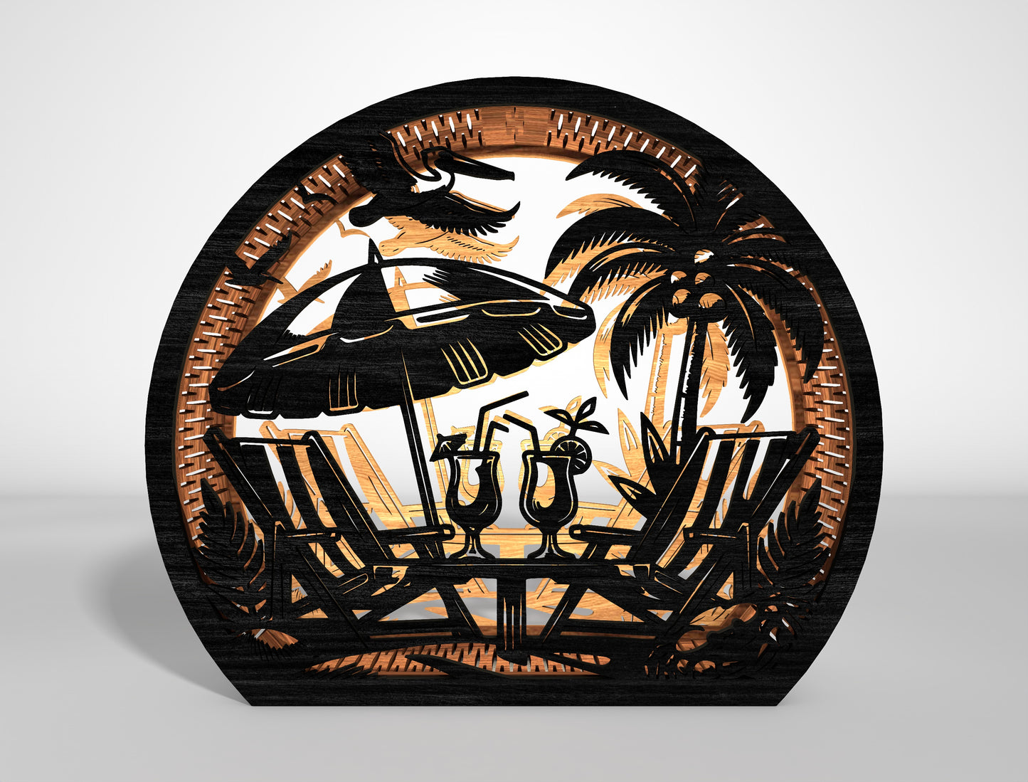 Sea Lantern SVG Bundle with Tropical Ocean Scene Laser Cut Files