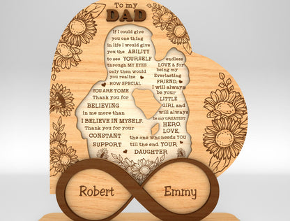 Dad Infinity Love Tabletop Sign SVG Laser Cut File for xTool and Glowforge