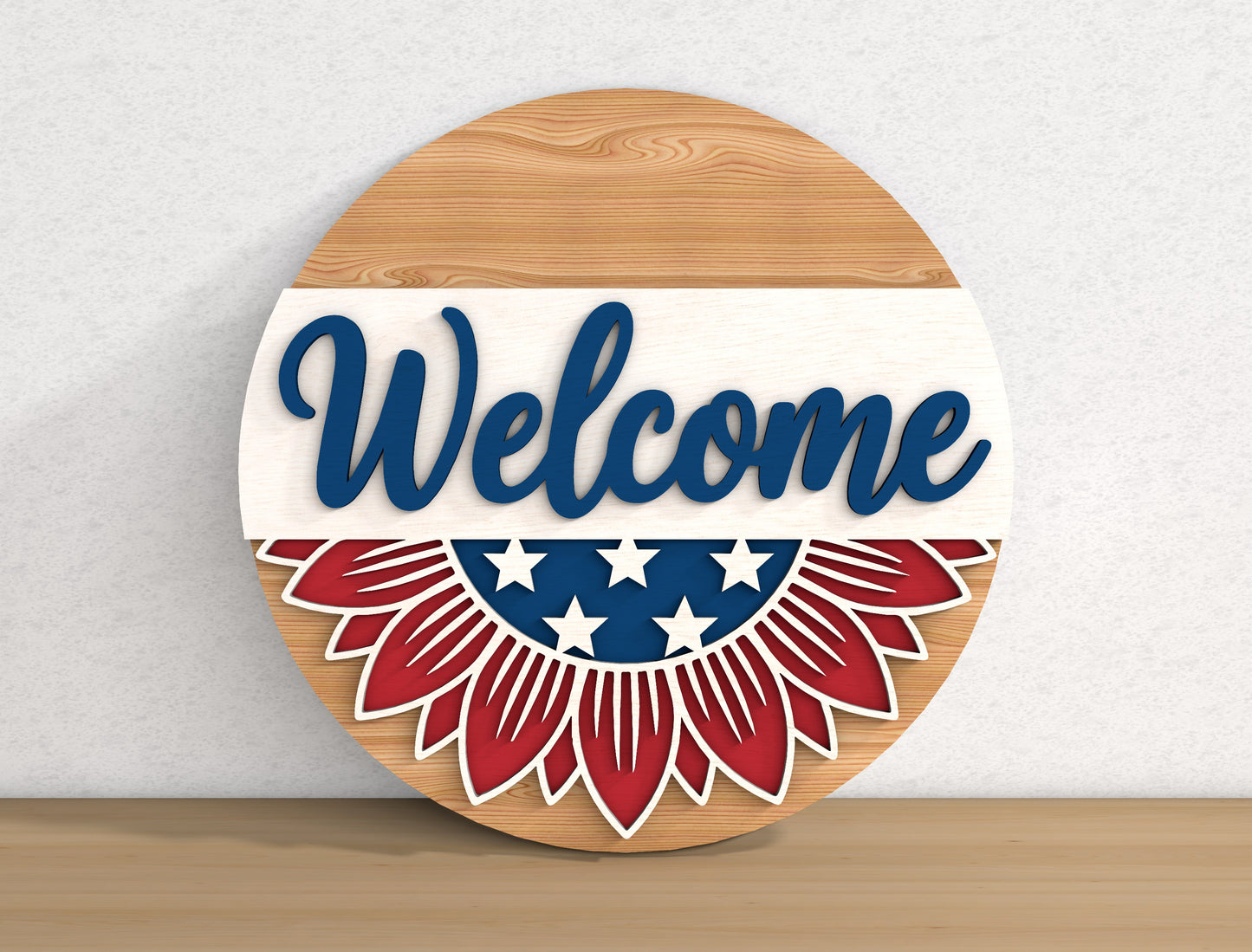 Patriotic Round Sign SVG Bundle Laser Cut File for Glowforge
