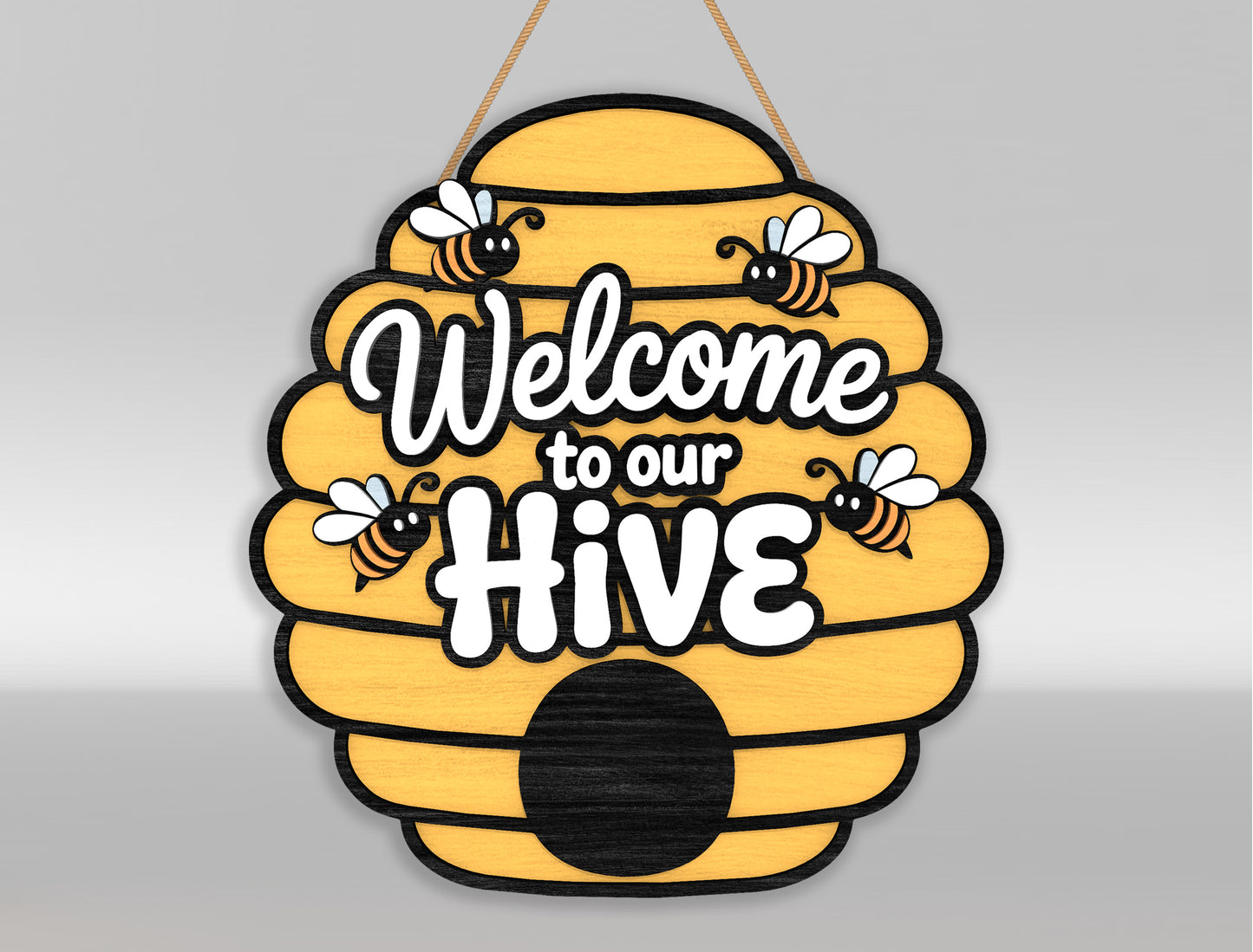 Bee Welcome Door Hanger SVG Bundle for Glowforge and xTool