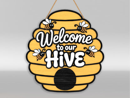 Bee Welcome Door Hanger SVG Bundle for Glowforge and xTool