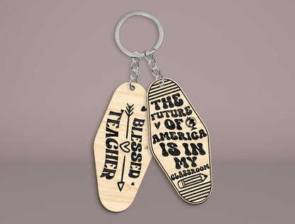 Teacher Motel Keychain SVG Bundle Laser Cut File for xTool and Glowforge