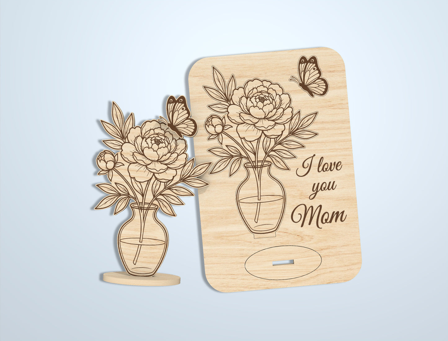 Floral Card Stand SVG Bundle Mother's Day Laser Cut File for Glowforge and xTool