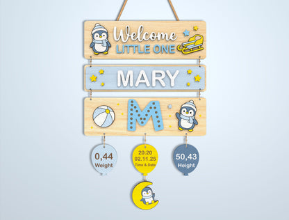 Nursery Birth Stats Sign SVG File for Glowforge and xTool