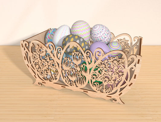 Easter Egg Basket SVG Bundle Laser Cut File | 4 Decorative Bowl Designs | Spring Table Decor | Glowforge, xTool, LightBurn, etc.
