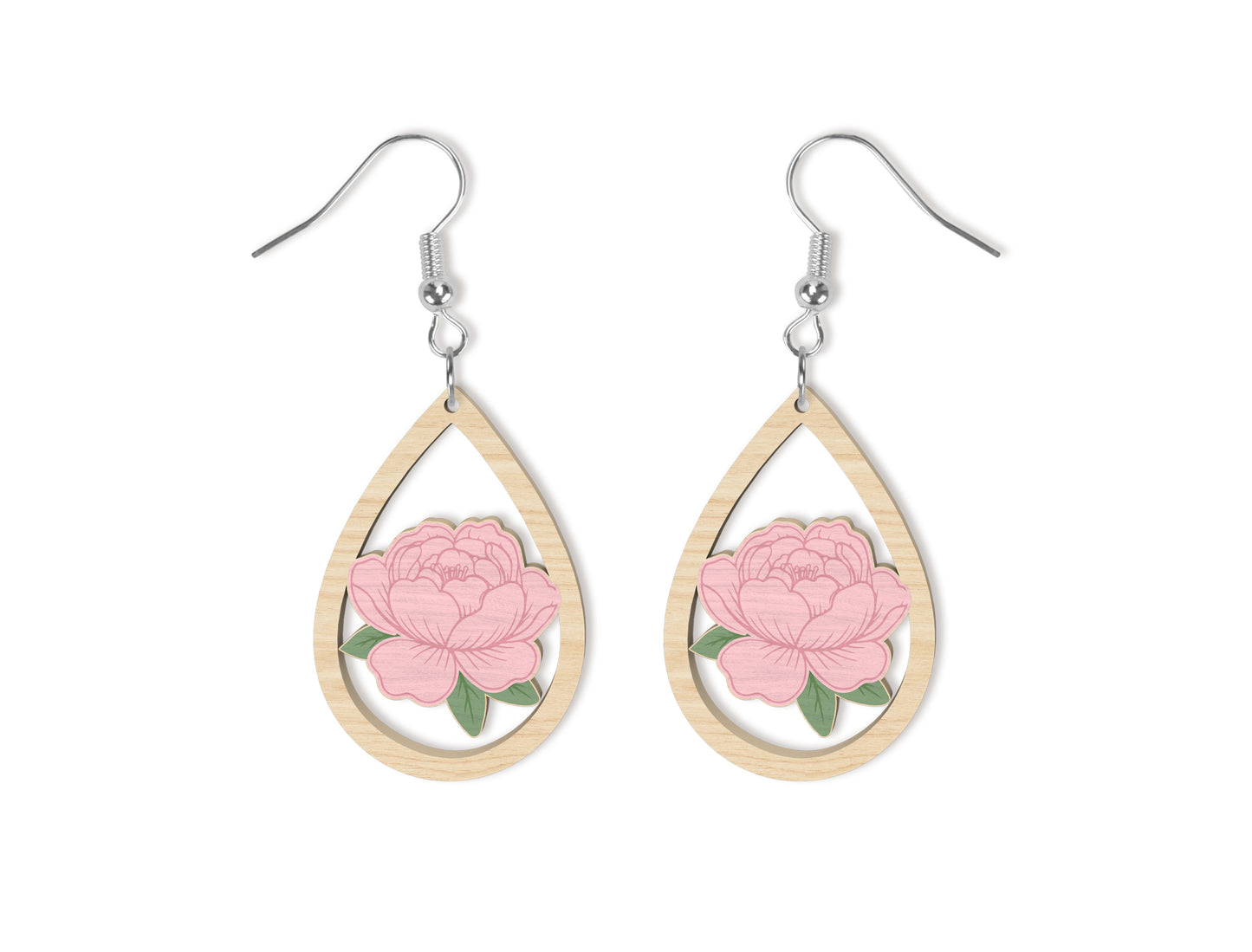 Floral Teardrop Earring SVG Bundle Spring Flower Jewelry Laser Cut File for xTool and Glowforge
