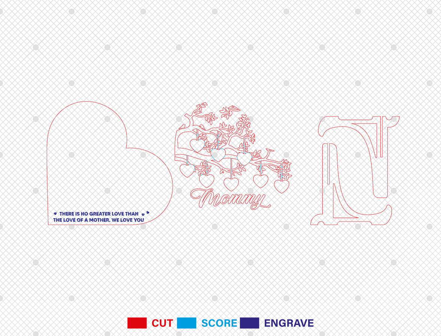 Mom Tree Heart Sign SVG Bundle Mommy Quote for xTool and LightBurn