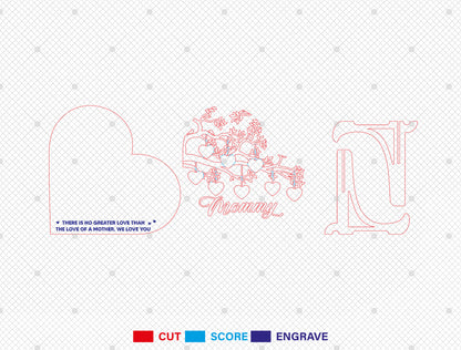 Mom Tree Heart Sign SVG Bundle Mommy Quote for xTool and LightBurn