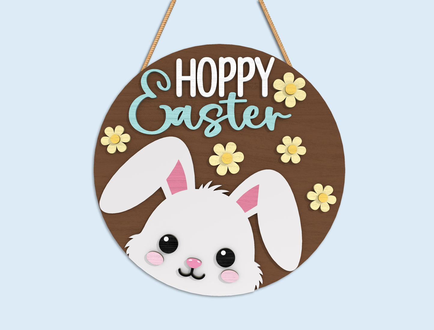 Easter Round Door Sign SVG Bundle Laser Cut File | 9 Cute Easter Designs | Spring Wooden Decor | Glowforge, xTool, LightBurn, etc.