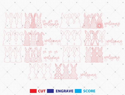 Easter Bunny Welcome Sign SVG Bundle 7 Designs for LightBurn and xTool