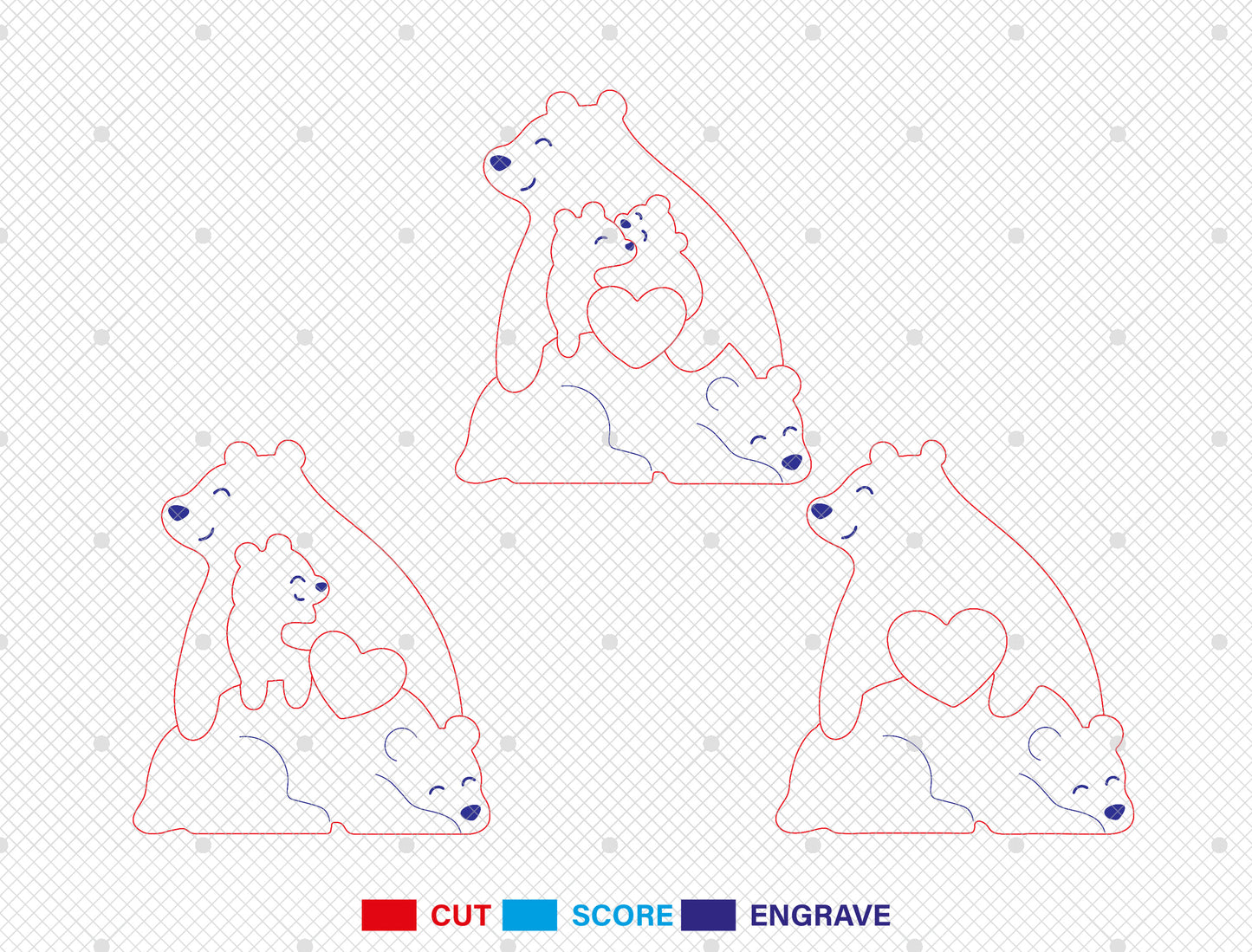 Personalized Family Bear Puzzle SVG for Glowforge and xTool