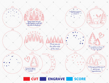 Winter Forest Memorial Ornament SVG Bundle for xTool and Glowforge
