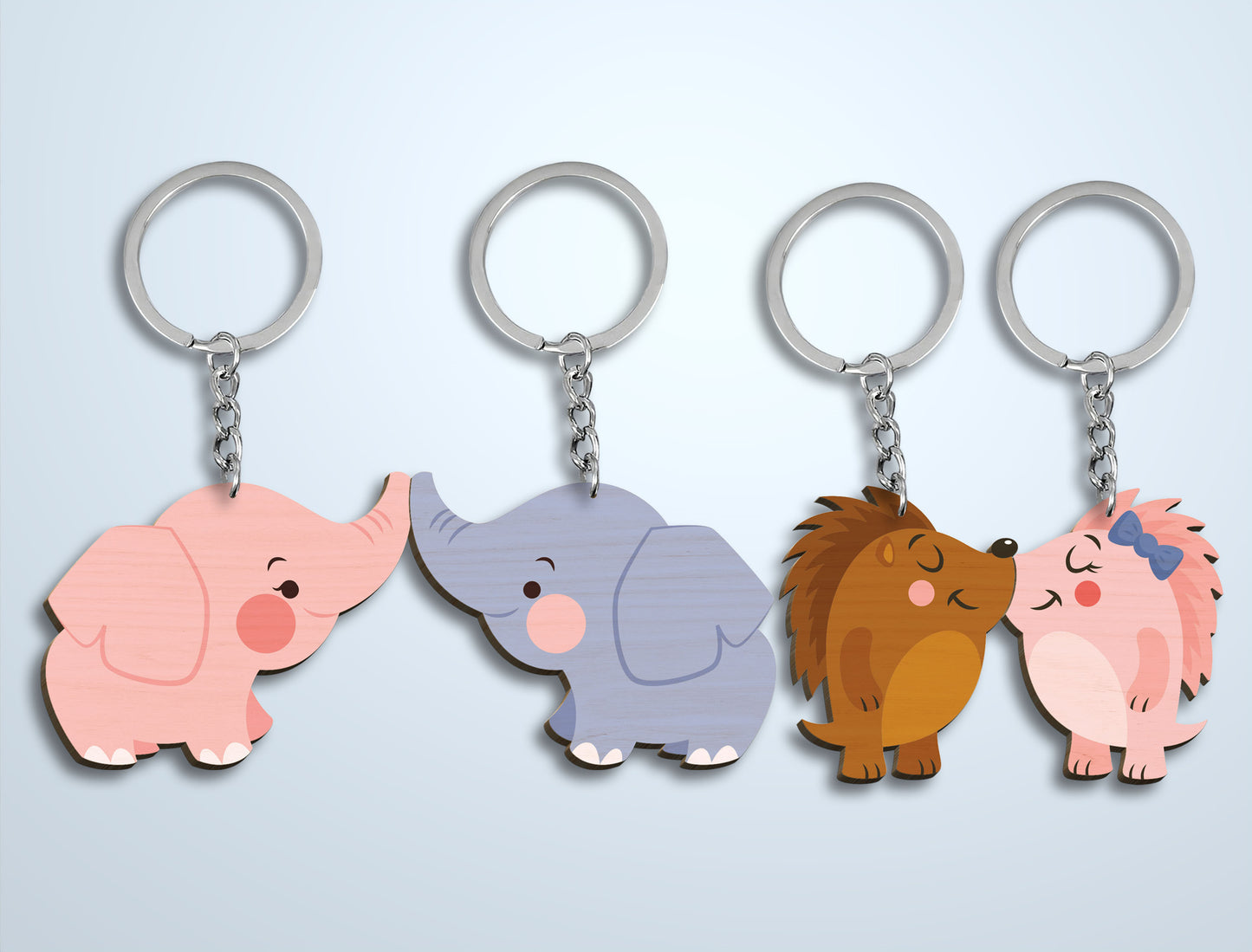 Animal Couple Keychain Laser Cut File Bundle | Cute Love Animals SVG Set | Valentine Wooden Keychain Design | Glowforge, xTool, LightBurn, etc.