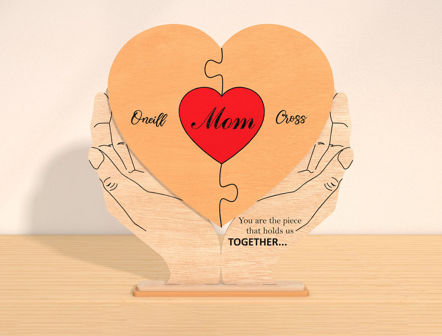 Personalized Mom Puzzle Heart Sign SVG for Glowforge and xTool