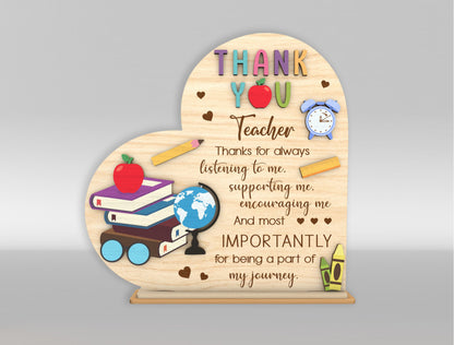 Teacher Appreciation Tabletop Decor SVG Laser Cut File for Glowforge and xTool