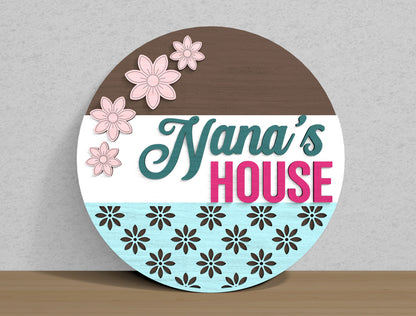 Grandma House Round Welcome Sign SVG Bundle for Glowforge and xTool