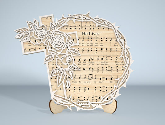 Easter Day Christian Tabletop Decor Laser Cut File | Religious Layered Wood Sign | Ready to Cut | Glowforge, xTool, LightBurn, etc.