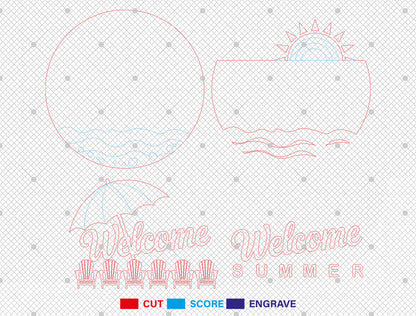 Beach Theme Sign SVG Bundle with 8 Summer Door Hanger Designs