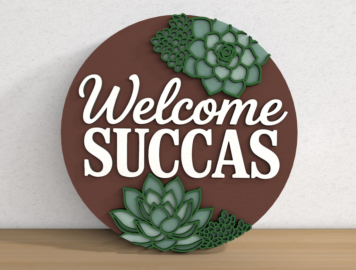 Succulent Welcome Sign SVG Bundle for Glowforge xTool Laser Cut File