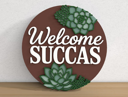 Succulent Welcome Sign SVG Bundle for Glowforge xTool Laser Cut File