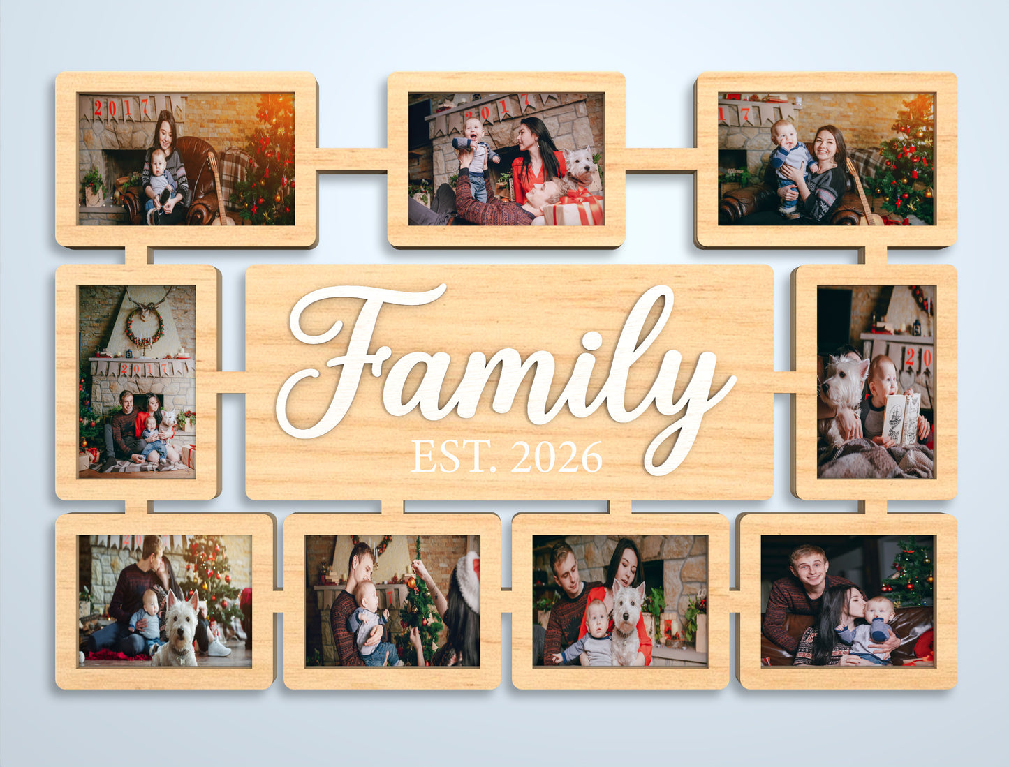 "Family Is Everything" Multi Photo Collage Frame SVG Laser Cut File for Glowforge and xTool