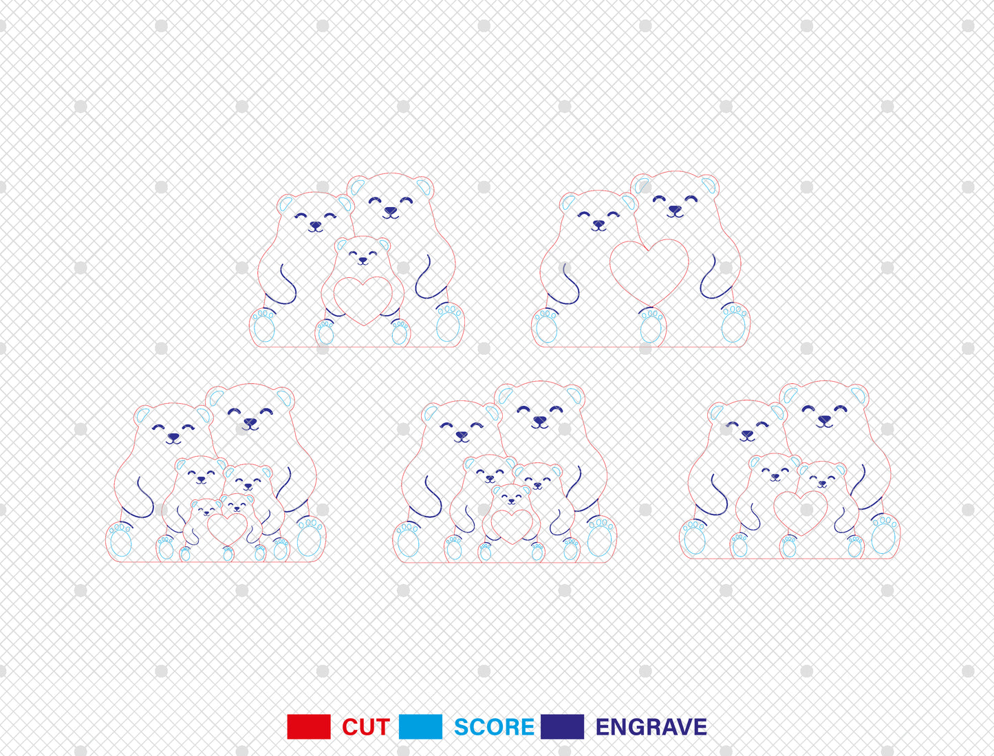 Sitting Bear Family Puzzle Sign SVG for Glowforge and LightBurn