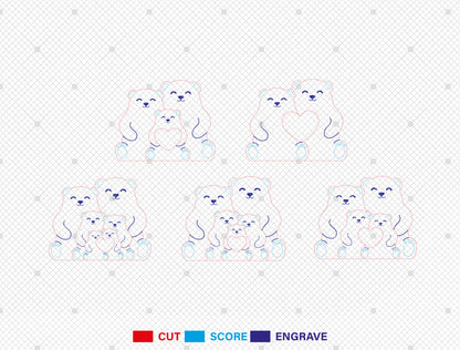 Sitting Bear Family Puzzle Sign SVG for Glowforge and LightBurn