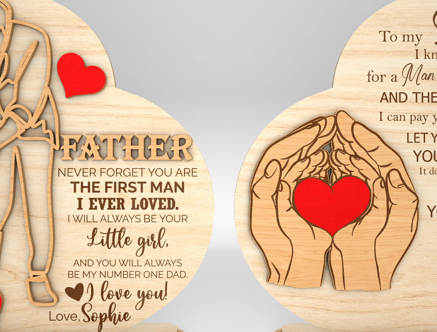 Personalized Dad Line Art Tabletop SVG Laser Cut File for xTool and Glowforge