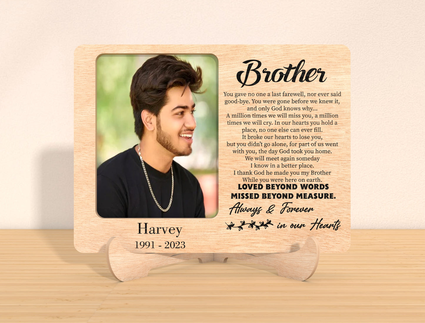 Memorial Photo Tabletop Sign SVG Personalized Laser Cut File  for LightBurn and Glowforge