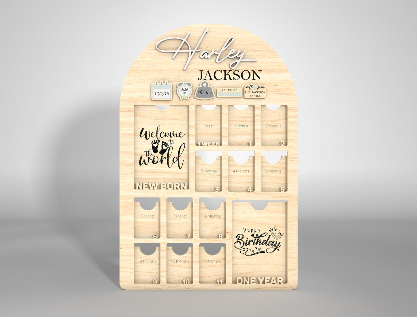Personalized Baby Milestone Frame SVG for xTool and Glowforge