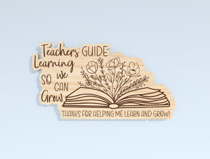 Teacher Floral Book Gift Tag SVG Laser Cut File for Glowforge and xTool