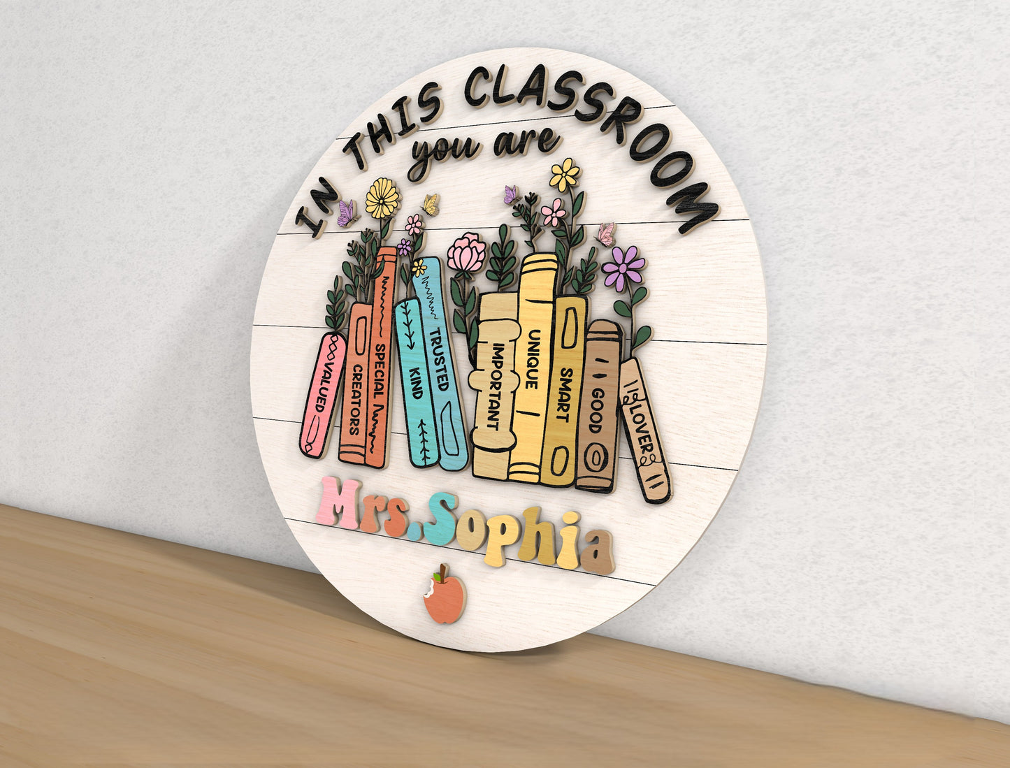 Personalized Classroom Door Sign SVG for Glowforge and LightBurn