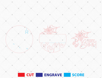 Halloween Ghost Spider Web Round Sign SVG for Glowforge LightBurn xTool