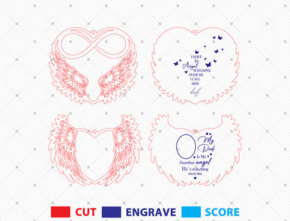 Memorial Angel Wings Ornament SVG In Loving Memory Photo Laser Cut File for LightBurn