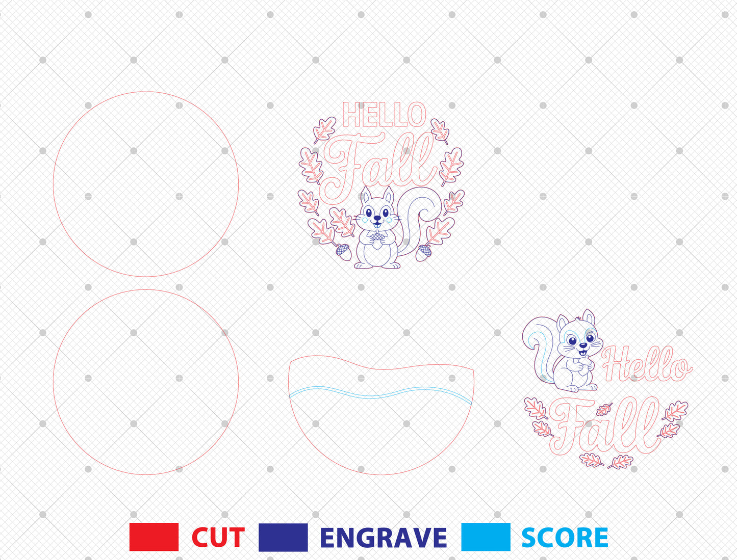 Squirrel Hello Fall SVG Set for Glowforge xTool LightBurn | 2 Designs