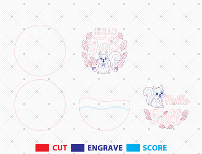 Squirrel Hello Fall SVG Set for Glowforge xTool LightBurn | 2 Designs