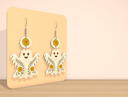 Ghost Sunflower Earrings SVG Bundle for Glowforge xTool LightBurn