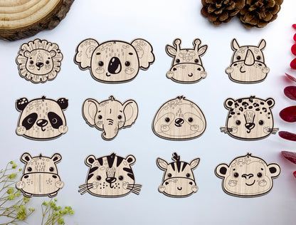Cute Safari Animal Earrings SVG Bundle Laser Cut File