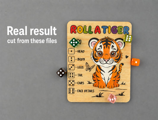 Kids Roll a Zoo Animal Game SVG Bundle for Glowforge xTool | 12 Designs